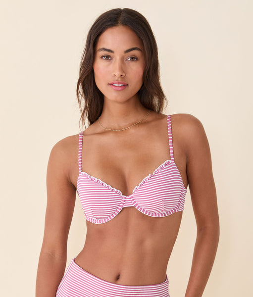 The Rosarito Bikini Top - Seersucker Stripe - Bloom – Andie Co.