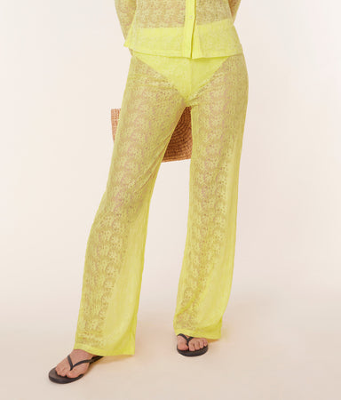 Suva Pant Floral Lace Limeade