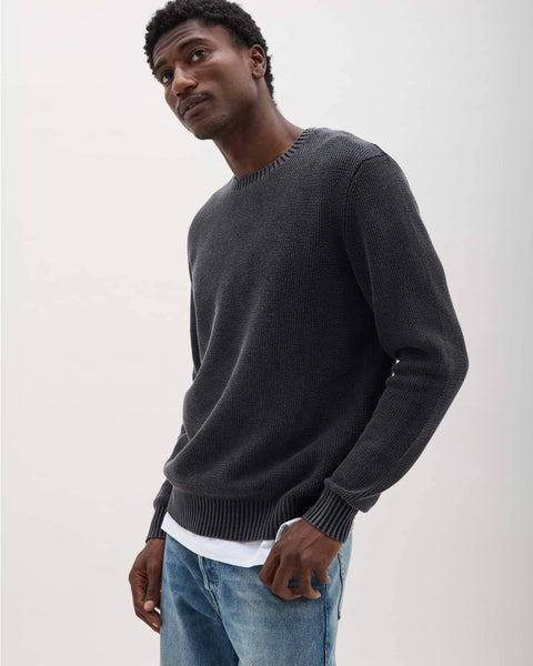 Mens Dune Open Knit Sweater - Cotton Sweater Knit - Black – Andie Co.