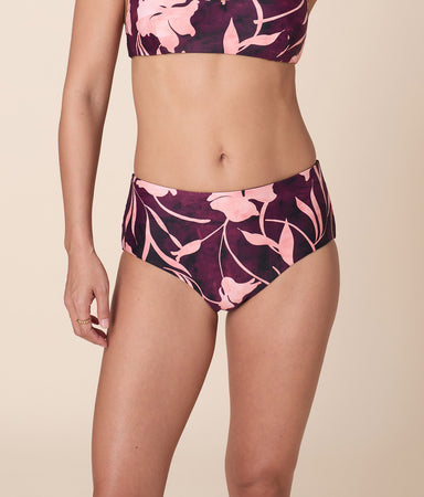X Lands End Tugless High Waist Bikini Bottom Eco Nylon Abstract Floral