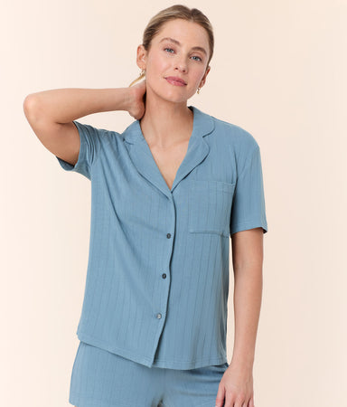 Short Sleeve Button Up Wide Rib Infinity