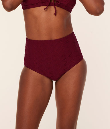 Super Highwaist Bikini Bottom Scallop Crochet Syrah