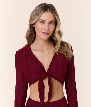 Crete Jacket Scallop Crochet Syrah