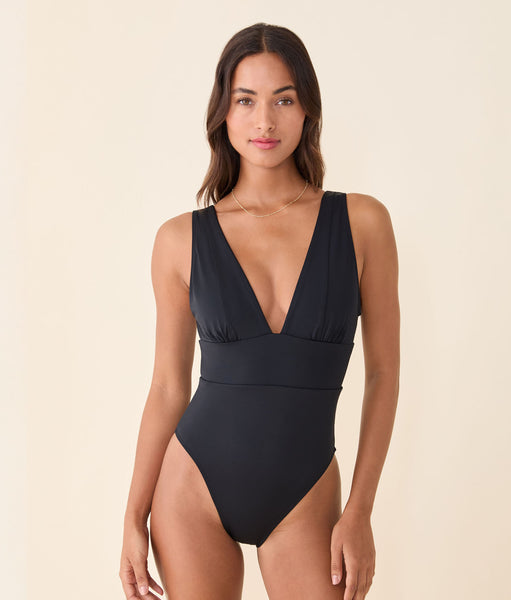 The Mykonos One Piece - Flat - Black - Classic - Cheeky – Andie Co.