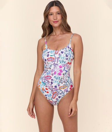 Amalfi One Piece Eco Nylon Botanical Floral Long Torso