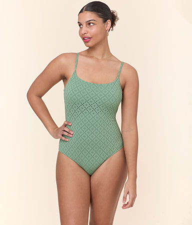 Jetties One Piece Eyelet Eucalyptus Long Torso