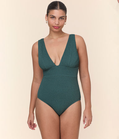 The Mykonos One Piece - Textured Weave - Seaweed - Long Torso