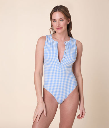 Malibu One Piece Crinkle Gingham Sky Gingham Classic