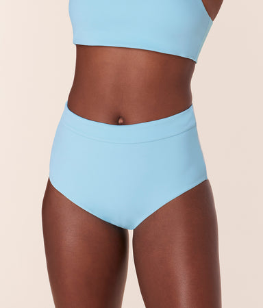 Wide Band High Waist Bikini Bottom Eco Nylon Hydrangea