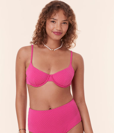 Bermuda Bikini Top Terry Dot Cerise