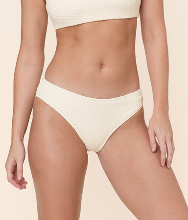 Classic Bikini Bottom Textured Weave Gardenia
