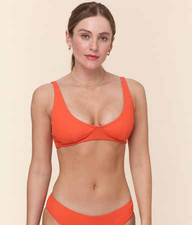 The Mila Bikini Top - Eco Ribbed - Vermillion