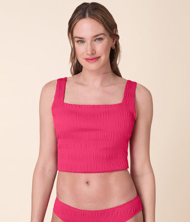 Siren Swim Tank Smocked Bright Begonia