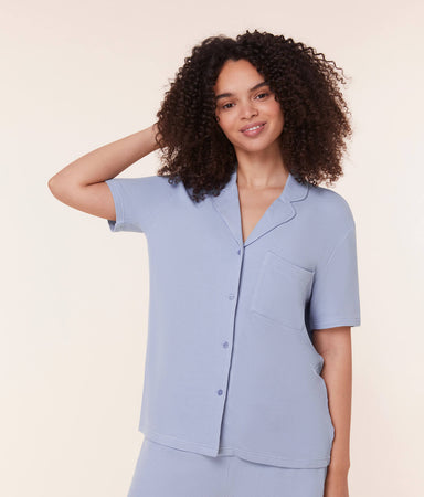 Short Sleeve Button Up Waffle