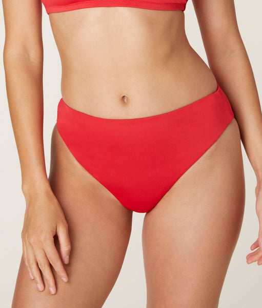 The 90s - High Waisted - Bottom - Eco - Cherry Red – Andie Swim