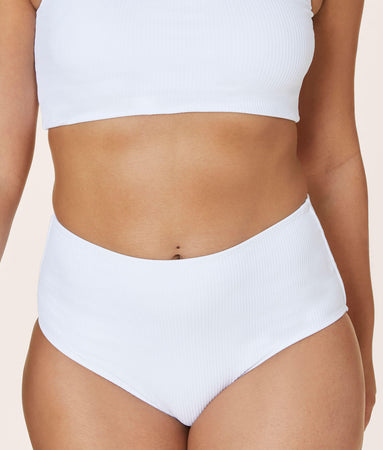 High Waist Bikini Bottom Ribbed